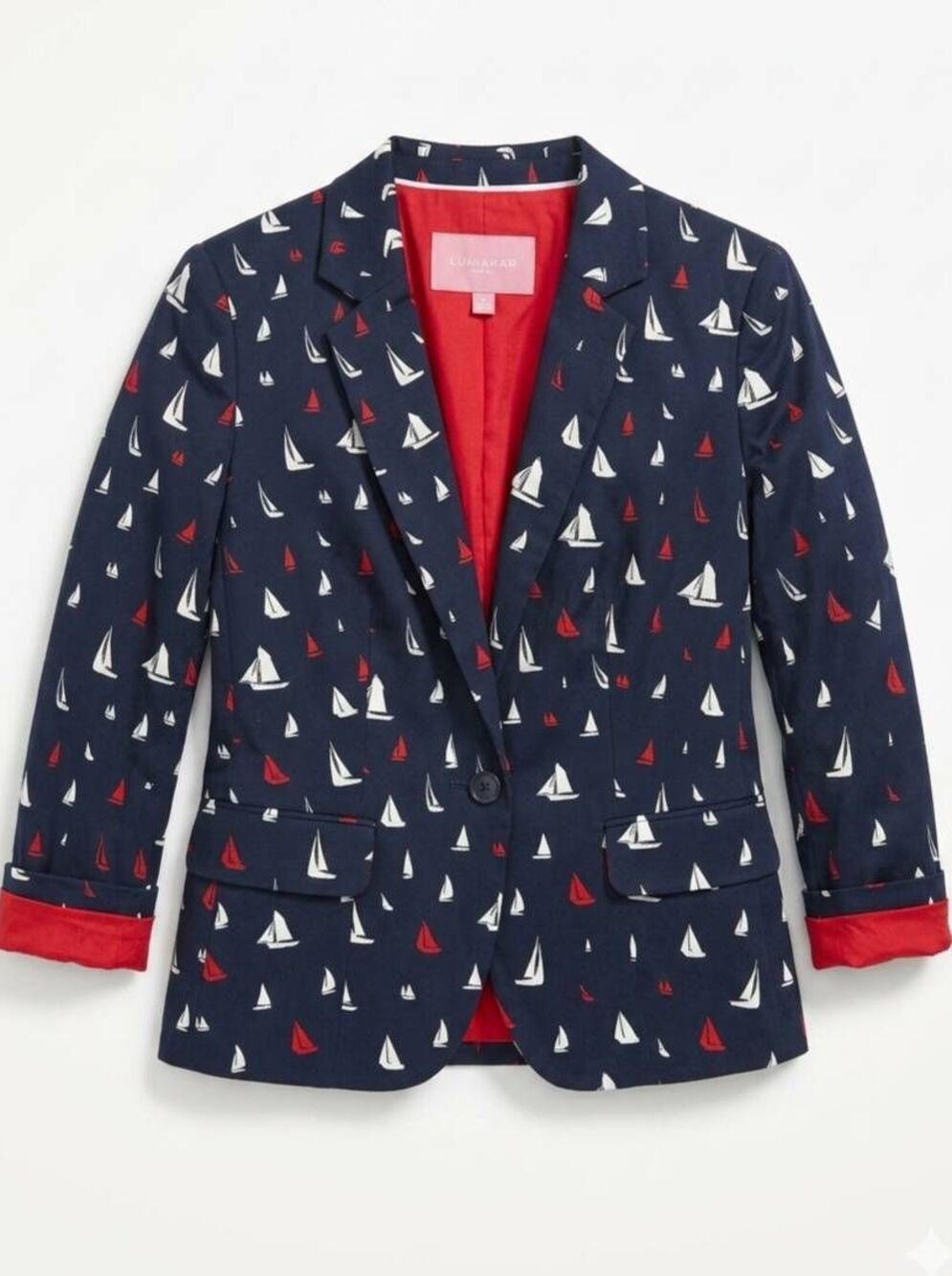 ☔️🔸️Banana Republic Blue Nautical Print Long Sleeve Blazer Jacket Size 10